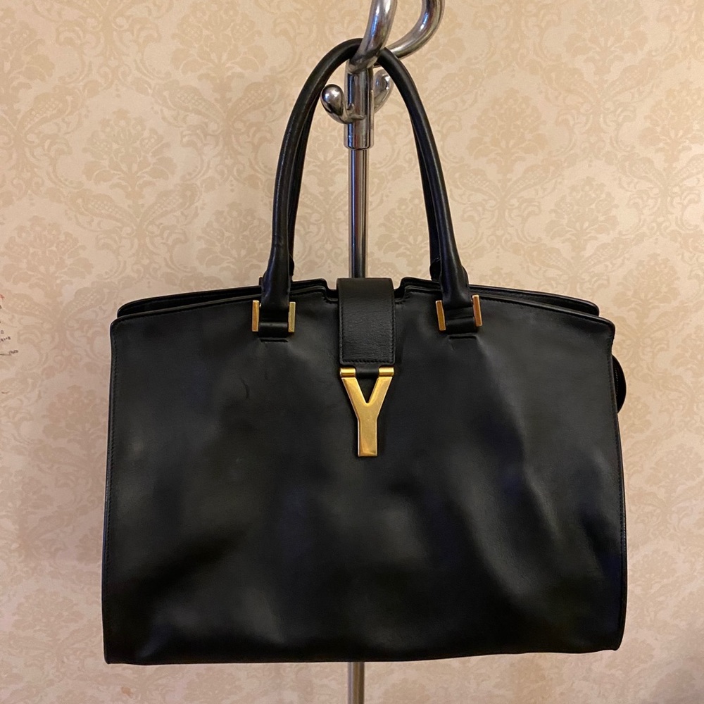 Yves Saint Laurent Black Tote with Gold Accents